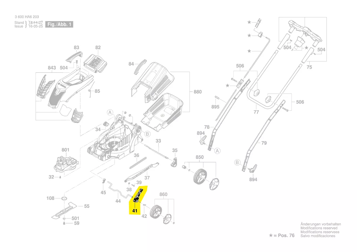 Levier réglage hauteur réf. F 016 F04 719 BOSCH